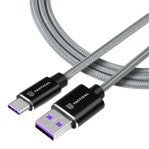 Tactical Fast Rope Kevlar Cable USB-A/USB-C Super Charge 1m Grey